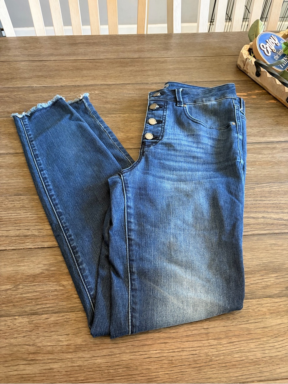 High-Waist Maurice’s Button-Fly Skinny Jeans in Medium Blue Wash